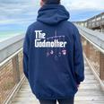 The Godmother Of New Baby Girl Pun Women Oversized Hoodie Back Print Navy Blue