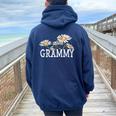 Grammy Floral Chamomile Mother's Day Grammy Women Oversized Hoodie Back Print Navy Blue