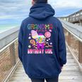 Grandma Of The Birthday Girl Candyland Candy Birthday Women Oversized Hoodie Back Print Navy Blue