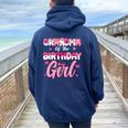 Grandma Of The Birthday Girl Cat Kitty Family Matching Women Oversized Hoodie Back Print Navy Blue