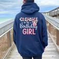 Grandma Of The Birthday Girl Farm Cow Grandma Birthday Girl Women Oversized Hoodie Back Print Navy Blue