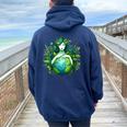 Green Mother Earth Day Gaia Save Our Planet Hippie Women Oversized Hoodie Back Print Navy Blue