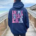 Groovy In My Chicken Chaser Era Chicken Chaser Retro Women Oversized Hoodie Back Print Navy Blue