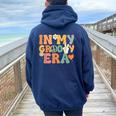 In My Groovy Era Hippie 60S 70S 80S Costume Theme Party Women Oversized Hoodie Back Print Navy Blue