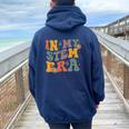 Groovy In My Stem Era Science Teacher In Stem Teacher Women Oversized Hoodie Back Print Navy Blue