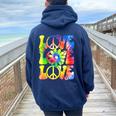 Groovy Tie Dye Love Retro 70'S Hippie Vintage 70S Costume Women Oversized Hoodie Back Print Navy Blue