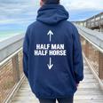 Half Man Half Horse Horse Lovers Apparel Women Oversized Hoodie Back Print Navy Blue