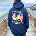 Hanging With My Bunnies Nurse Happy Easter Day Women Oversized Hoodie Back Print Navy Blue