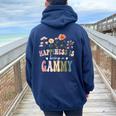 Happiness Is Being A Gammy Floral Gammy Mother's Day Women Oversized Hoodie Back Print Navy Blue
