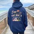 Happiness Is Being A Lolli Floral Lolli Mother's Day Women Oversized Hoodie Back Print Navy Blue
