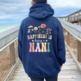 Happiness Is Being A Nani Floral Nani Mother's Day Women Oversized Hoodie Back Print Navy Blue