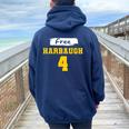 Harbaugh 4 Fall Season Women Oversized Hoodie Back Print Navy Blue