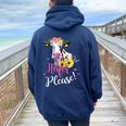 Heifer Please Farmer Cow Lovers Womens Women Oversized Hoodie Back Print Navy Blue