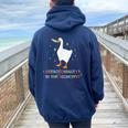 Heterosexuality In This Economy Lgbt Pride Goose Rainbow Women Oversized Hoodie Back Print Navy Blue