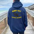 Hmh-461 Iron Horse Ch-53 Super Stallion Helicopter Women Oversized Hoodie Back Print Navy Blue