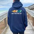 Horse Racing And They're Off Horse Racing Women Oversized Hoodie Back Print Navy Blue