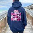Howdy Southern Western Girl Country Rodeo Cowgirl Disco Women Oversized Hoodie Back Print Navy Blue