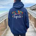 I'll Bring The Tequila Cinco De Mayo Mexico Group Matching Women Oversized Hoodie Back Print Navy Blue