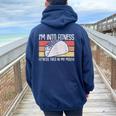 I'm Into Fitness Taco In My Mouth Youth Food Meme Women Oversized Hoodie Back Print Navy Blue