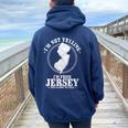 I'm Not Yelling I'm From New Jersey State Map Pride Women Oversized Hoodie Back Print Navy Blue