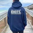 I'm Surrounded By Idiots Sarcastic Men Women Oversized Hoodie Back Print Navy Blue