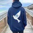 Israel Pro Support Stand Strong Peace Love Jewish Girl Women Oversized Hoodie Back Print Navy Blue