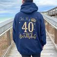 It's My 40Th Birthday Queen 40 Year Old Diamond Crown Women Oversized Hoodie Back Print Navy Blue