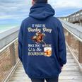 It's Must Be Derby Day Bourbon Horse Racing Women Oversized Hoodie Back Print Navy Blue