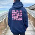 Its Me Hi Im Mom And Dad Birthday Girl Music Family Matching Women Oversized Hoodie Back Print Navy Blue