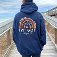 Ivf Got Hope Ivf Suprises For Vintage Rainbow Women Oversized Hoodie Back Print Navy Blue