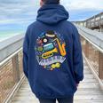 Jazz For Vintage Youth Musician Saxophonist Women Oversized Hoodie Back Print Navy Blue