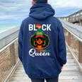 Junenth Black Queen African American Freedom Women Oversized Hoodie Back Print Navy Blue