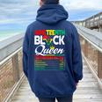 Junenth Black Queen Nutritional Facts Freedom Day Women Oversized Hoodie Back Print Navy Blue