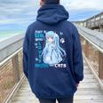 Just A Girl Who Loves Anime And Cats Kawaii Otaku Girl Women Oversized Hoodie Back Print Navy Blue