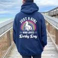 Just A Girl Who Loves Derby Day Derby Day 2024 Girl Women Oversized Hoodie Back Print Navy Blue