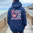 Just A Girl Who Loves Skunks Vintage Retro Skunk Women Oversized Hoodie Back Print Navy Blue