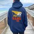 Keep Calm And Hang On Hang Gliding And Kite Surfing Women Oversized Hoodie Back Print Navy Blue