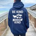 Be Kind To Every Kind Vegan Vegetarian Animal Lover Women Oversized Hoodie Back Print Navy Blue