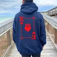 King & Queen Of Hearts Matching Couple King Of Hearts Women Oversized Hoodie Back Print Navy Blue