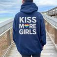 Kiss More Girls Lesbian Pride Lgbtq Pride Month Queer Women Oversized Hoodie Back Print Navy Blue