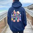 Labor And Delivery Nurse Bunny L&D Nurse Happy Easter Day Women Oversized Hoodie Back Print Navy Blue