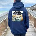 Labrador Retriever Dog Dogs Us Flag Duck Hunter Women Oversized Hoodie Back Print Navy Blue