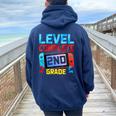 Level Complete 2Nd Grade Video Game Last Day Of School Women Oversized Hoodie Back Print Navy Blue