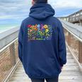 Lgbtq Diversity Y'all Pride Means All Flower Women Oversized Hoodie Back Print Navy Blue