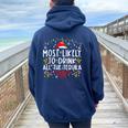 Most Likely To Drink All The Tequila Christmas Women Oversized Hoodie Back Print Navy Blue