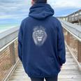 Lion Face Cool Zoo Animal Head Africa Wildlife Women Women Oversized Hoodie Back Print Navy Blue