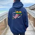 Lithuanian American Flag Heart Lithuanian Vintage Women Oversized Hoodie Back Print Navy Blue