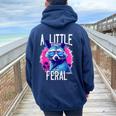 A Little Feral Raccoon Animal Raccoon Trash Panda Women Oversized Hoodie Back Print Navy Blue