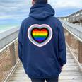 Love Is Love Gay Pride Progress Pride Rainbow Heart Lgbtq Women Oversized Hoodie Back Print Navy Blue