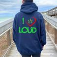 I Love Loud Weed Lovers Marijuana Plant Women Oversized Hoodie Back Print Navy Blue